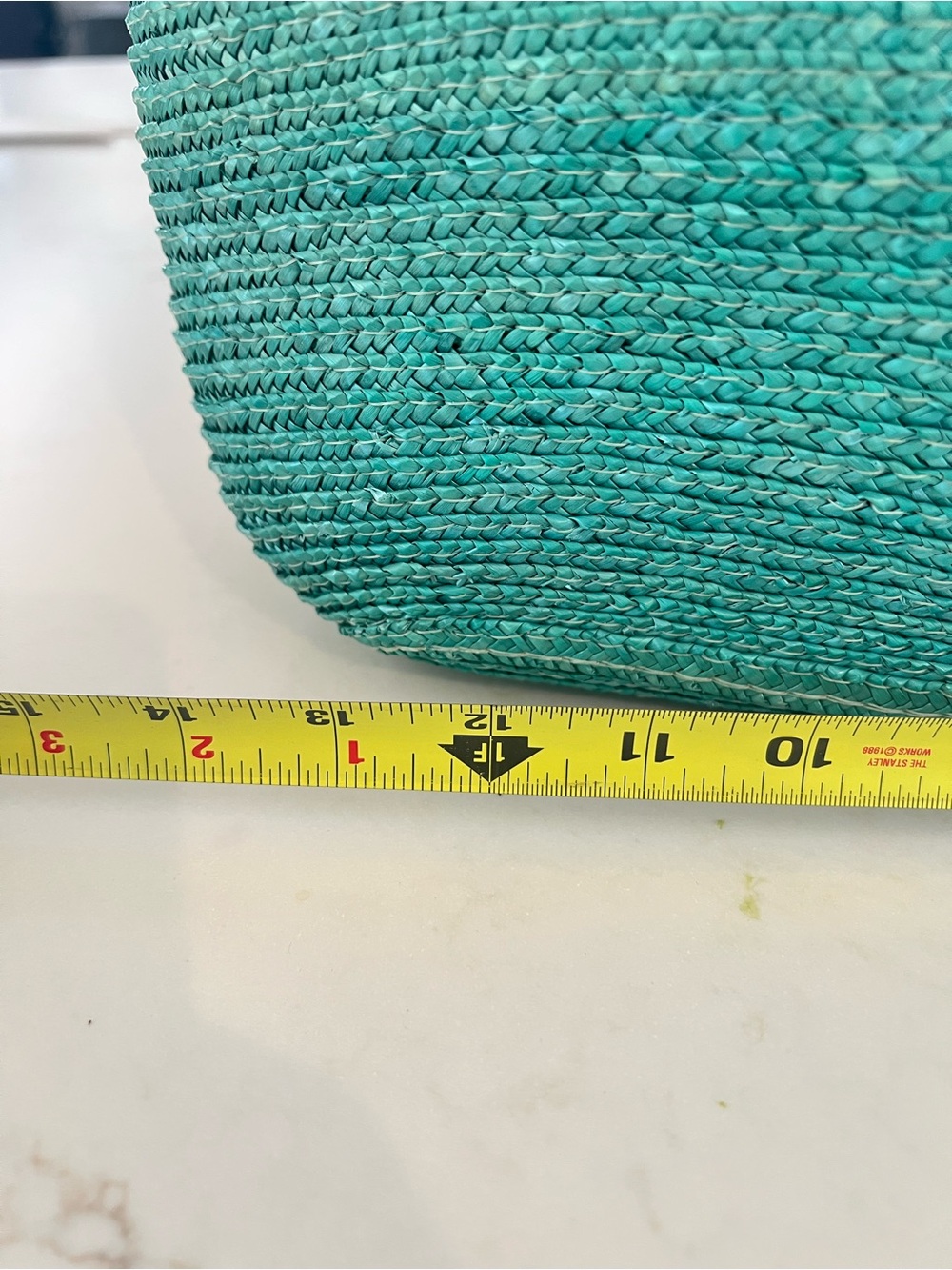 Turquoise Woven Straw Handbag Aqua Natural Straw Purse Zip Top Summer Bag - Picture 8 of 9